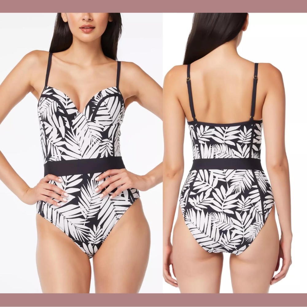 NWT $129 Bleu by Rod Beattie‎ [ 12 ] Leaf Print Underwire One Piece Swimsuit